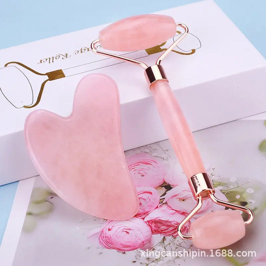 Pink Gua Sha & Roller Massage-Set